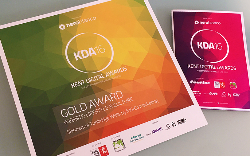 Gold success AGAIN for MC+Co at Kent Digital Awards